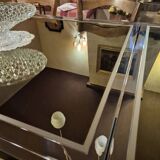 Vintage chrome and glass dining table, Roche Bobois