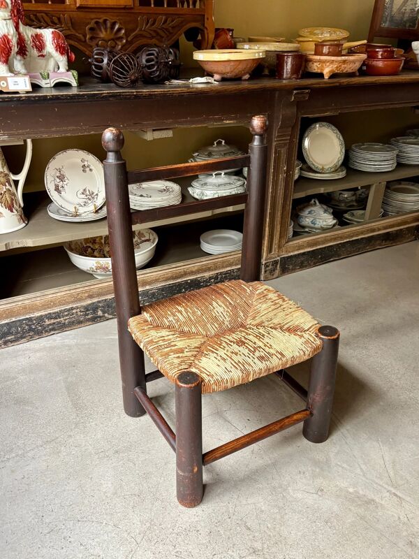 Chaise basse George Robert en bois et paille n°2