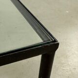 Table basse en fer et verre fabriquée à la main dans les années 60