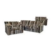 Ensemble canapé 2 fauteuils velours côtelé design années 70