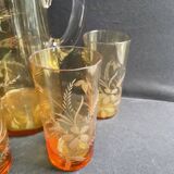 Saint Louis beer service in blown and cut amber crystal – Art Deco