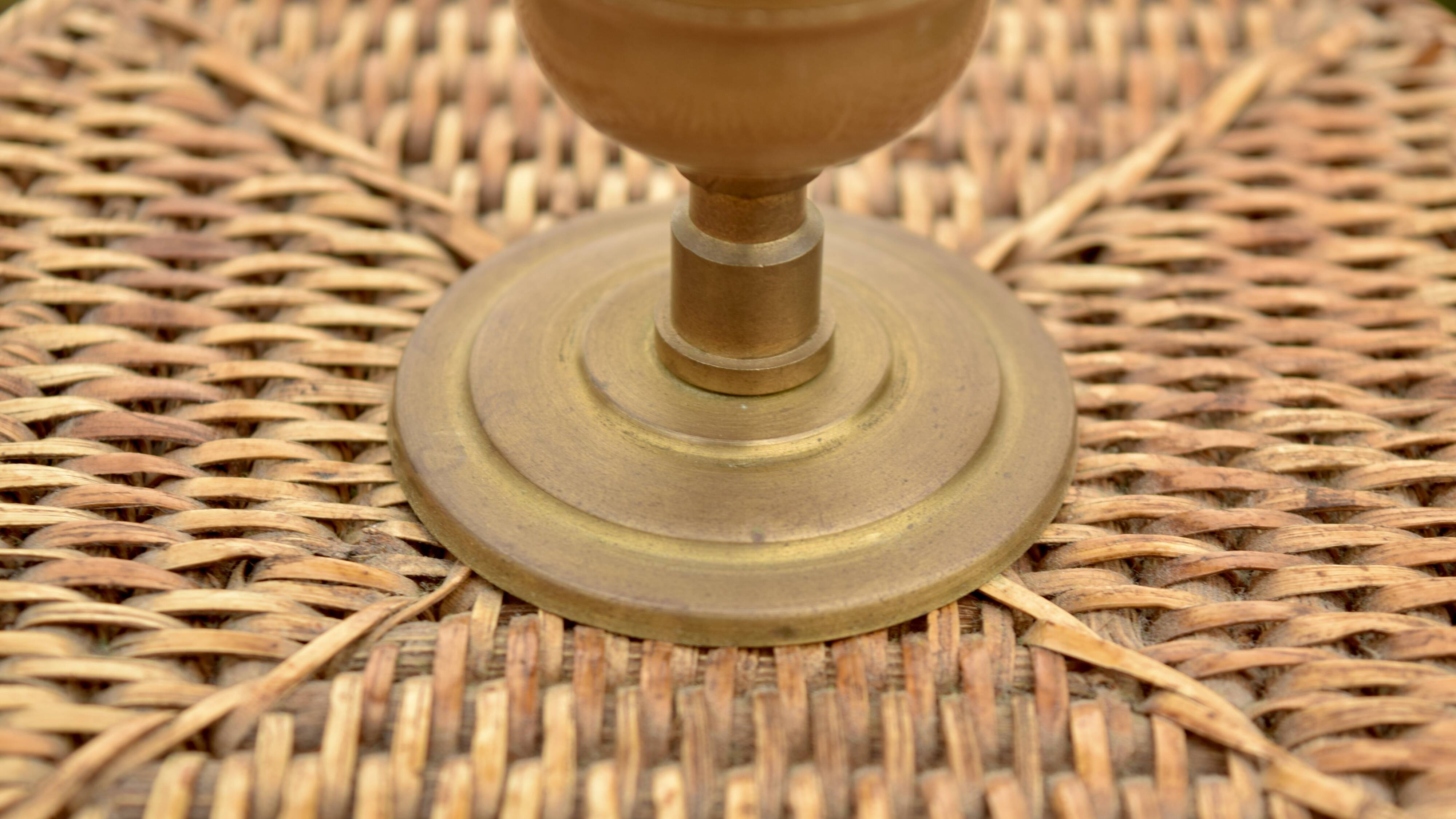 Vintage wicker and brass lamp base