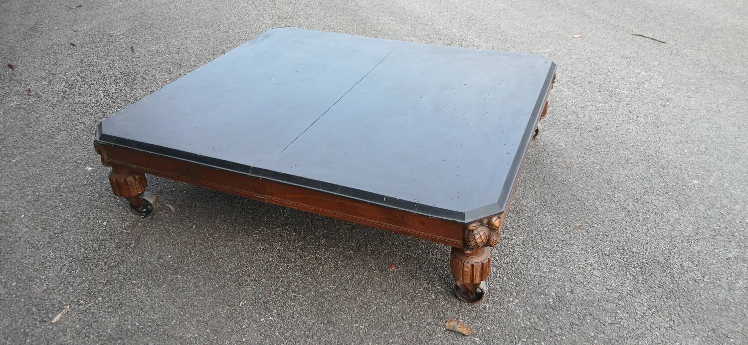 Coffee table with industrial wheels