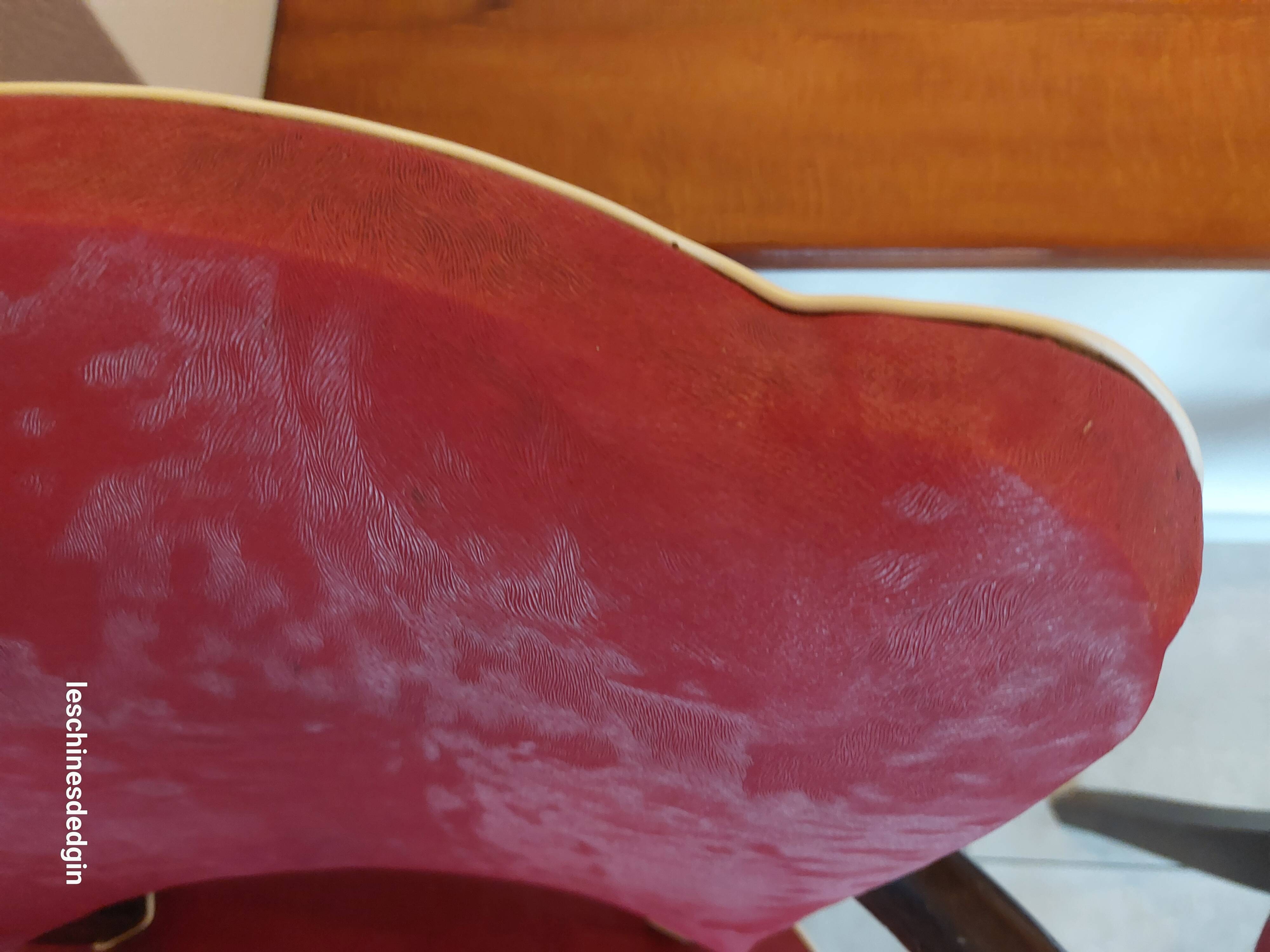 pair of red bridge armchairs