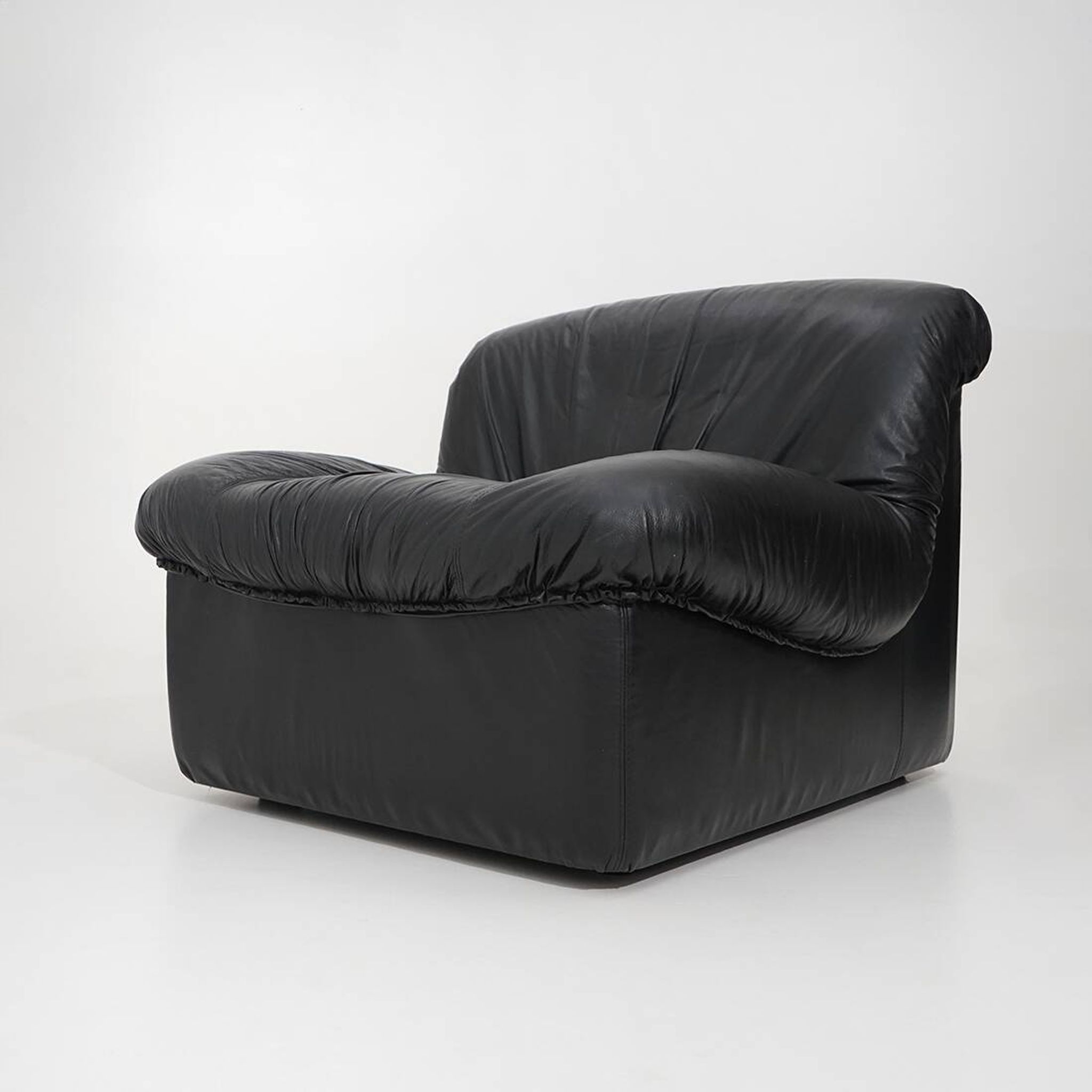 Modular black leather armchairs, 1970s