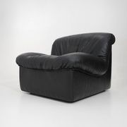 Modular black leather armchairs, 1970s