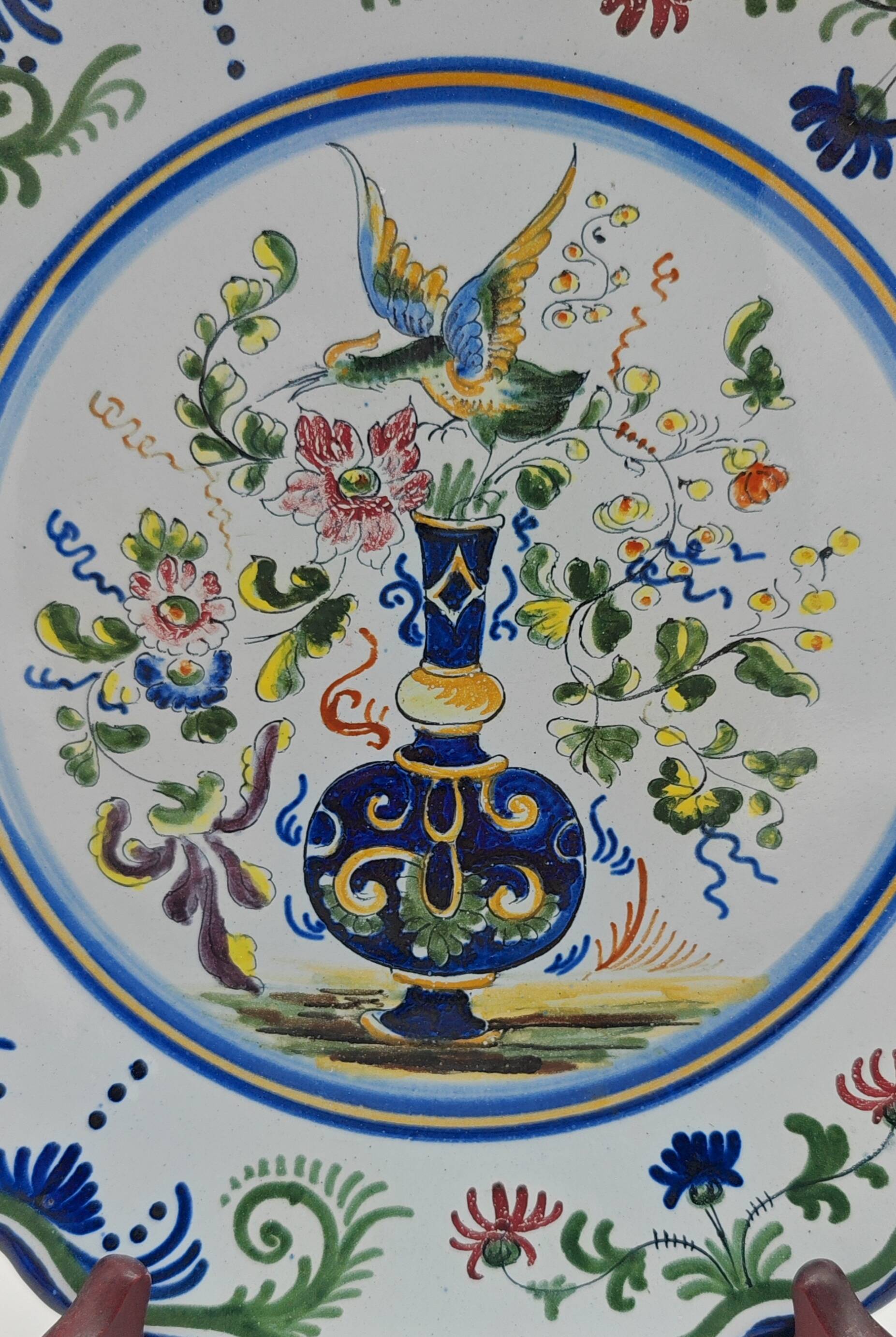 Pair of Nevers earthenware plates signed Félicien Cottard between 1898 and 1908