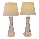 Crystal glass table lamps by Carl Fagerlund for Orrefors, Sweden.