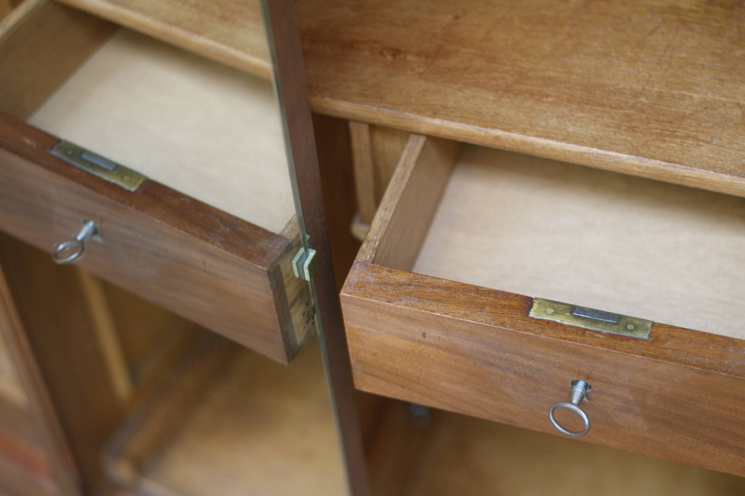 Majestic solid walnut wardrobe. Stamped work, late 19th century.