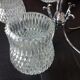 Five-spoke chandelier in chrome-plated metal and structured/vintage glass 60s-70s