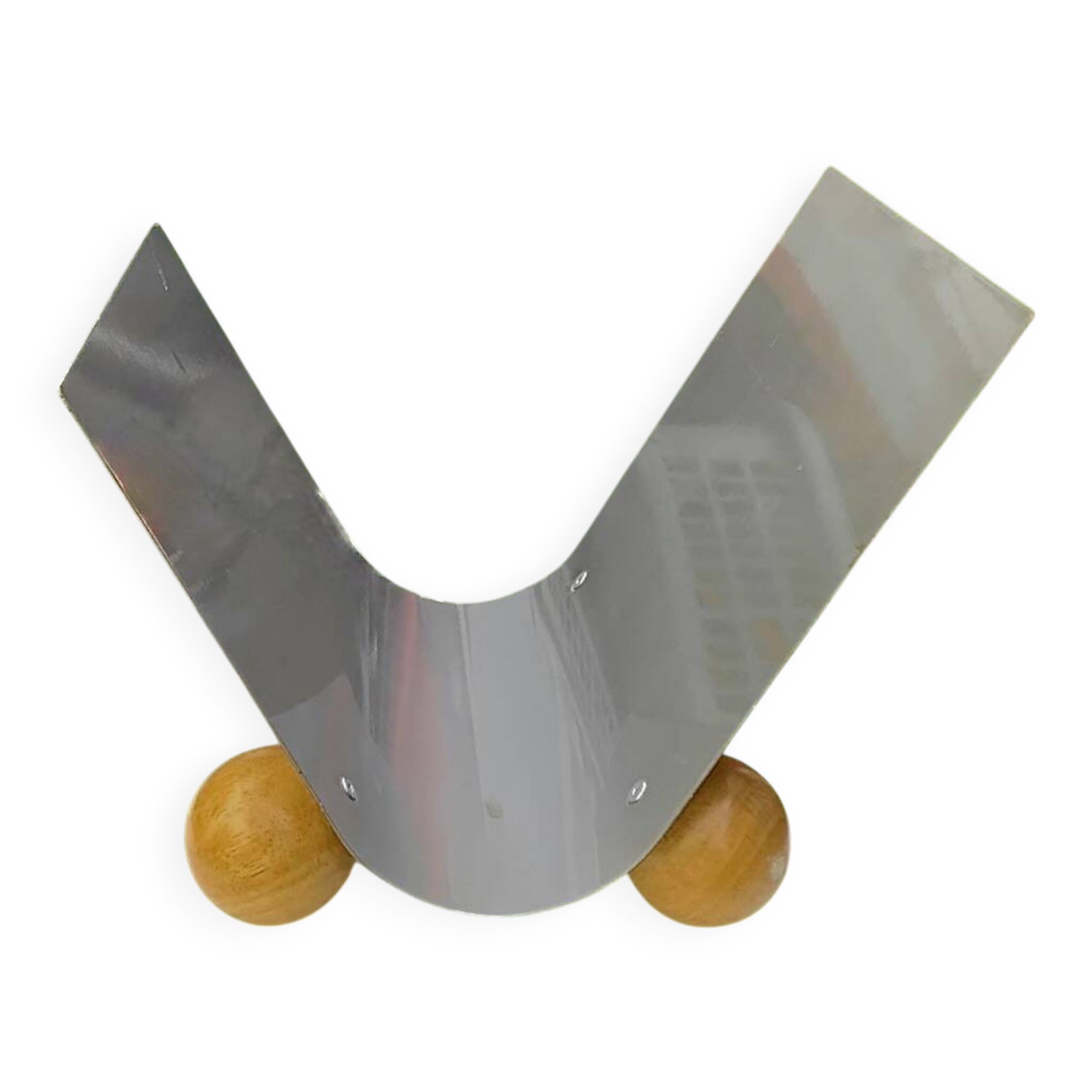 Vintage magazine rack in painted metal and wooden balls - minimalist design