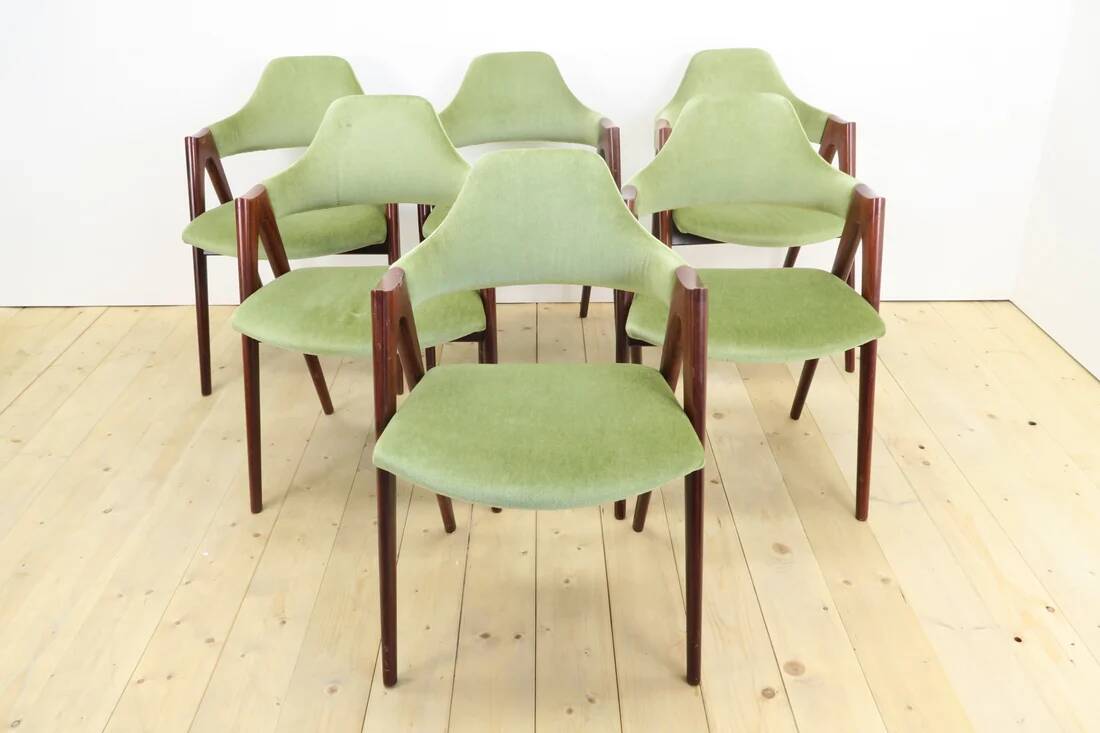 Ensemble de 6 chaises Compass par Kai Kristiansen, années 1960