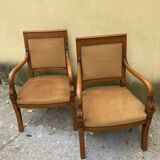 Pair of mustard-colored armchairs - classic style