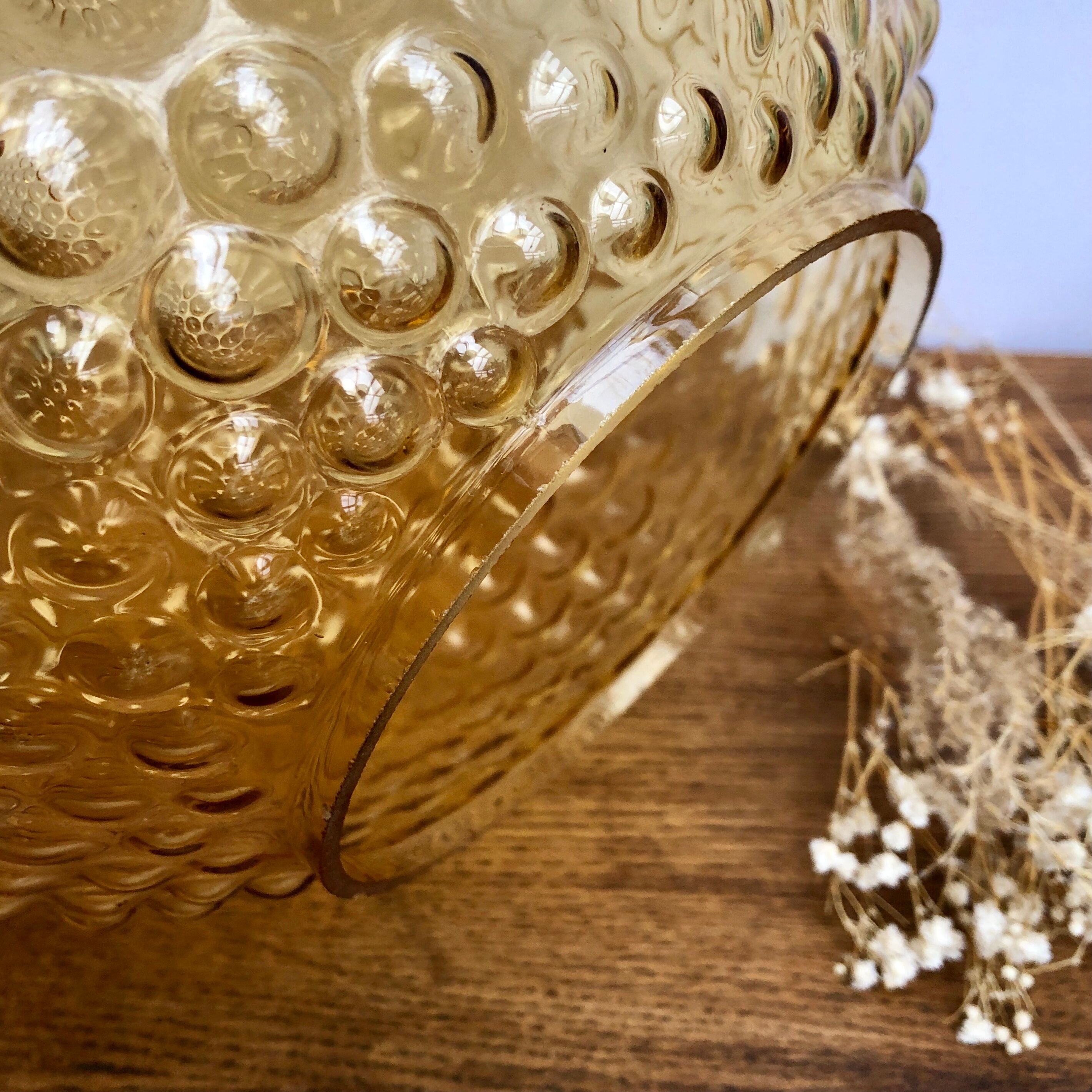 Vintage amber glass hanging lamp