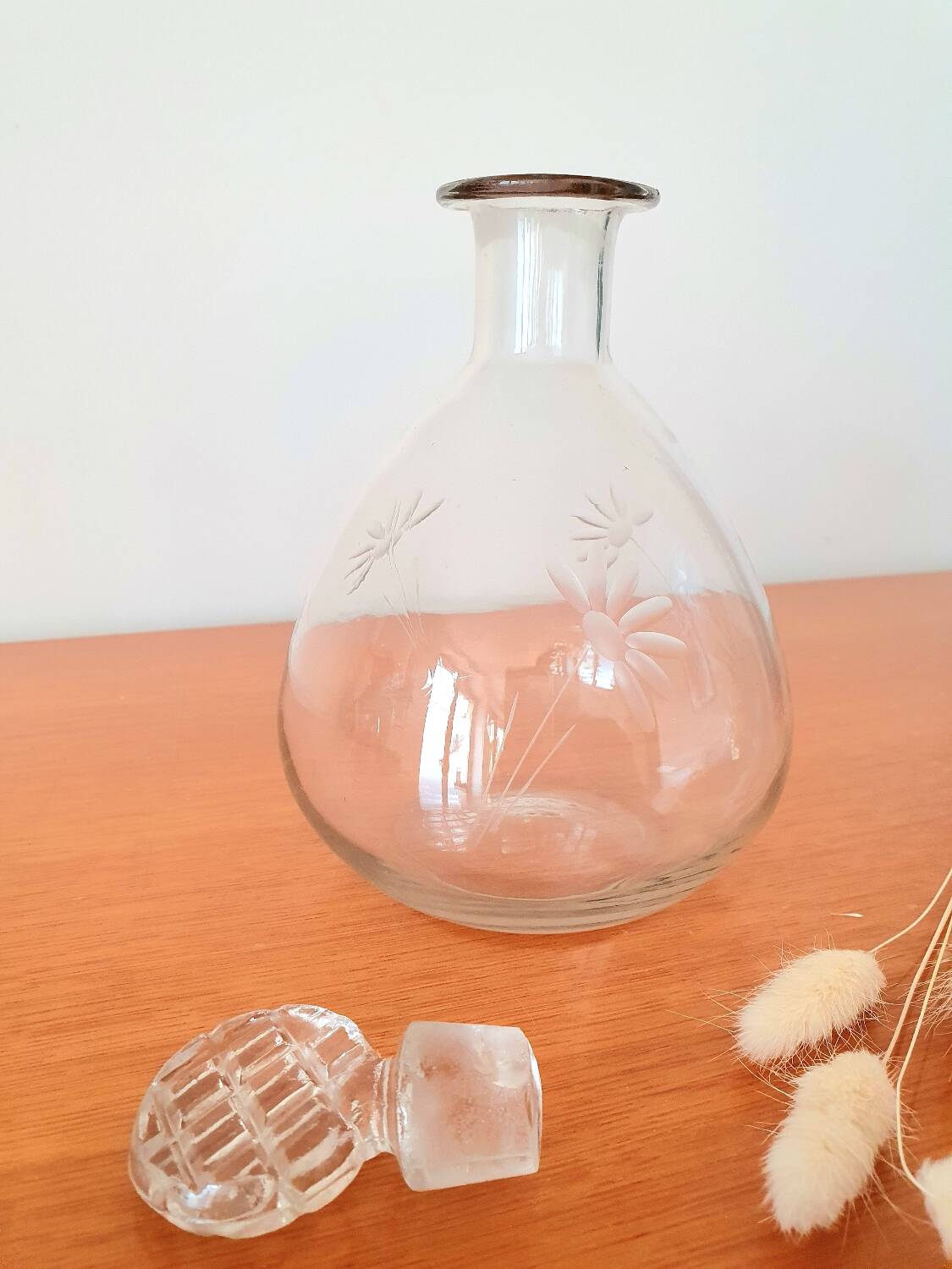 Vintage etched glass carafe