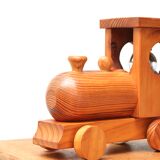Lampe veilleuse train en bois de pin années 70