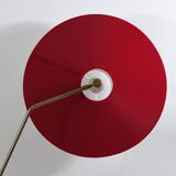 Articulated floor lamp with counterweight mid-century by Rupert Nikoll, nickel, brass.