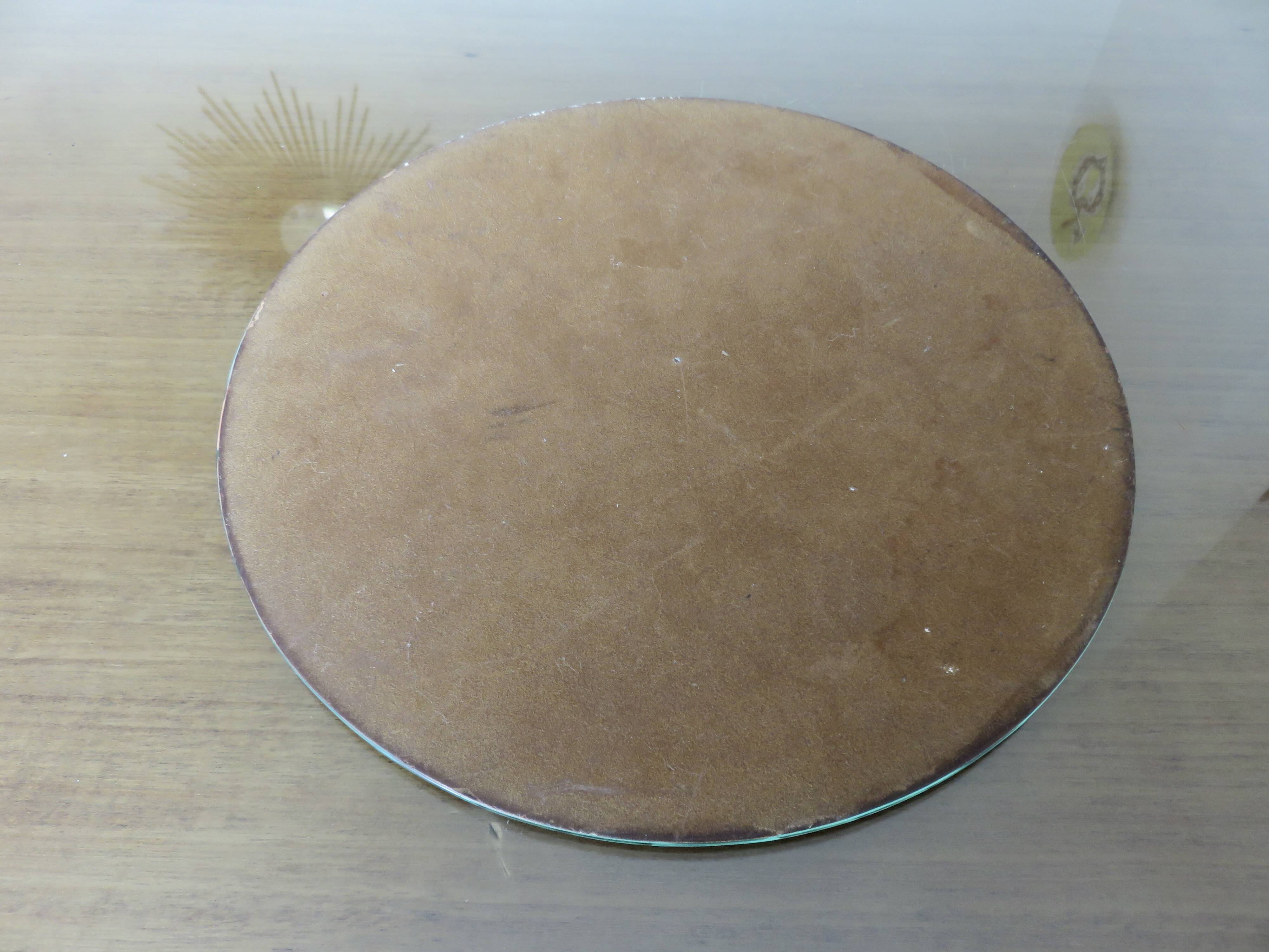 Vintage large round mirror, to be placed, bevelled, Art Deco, 1940s 50s