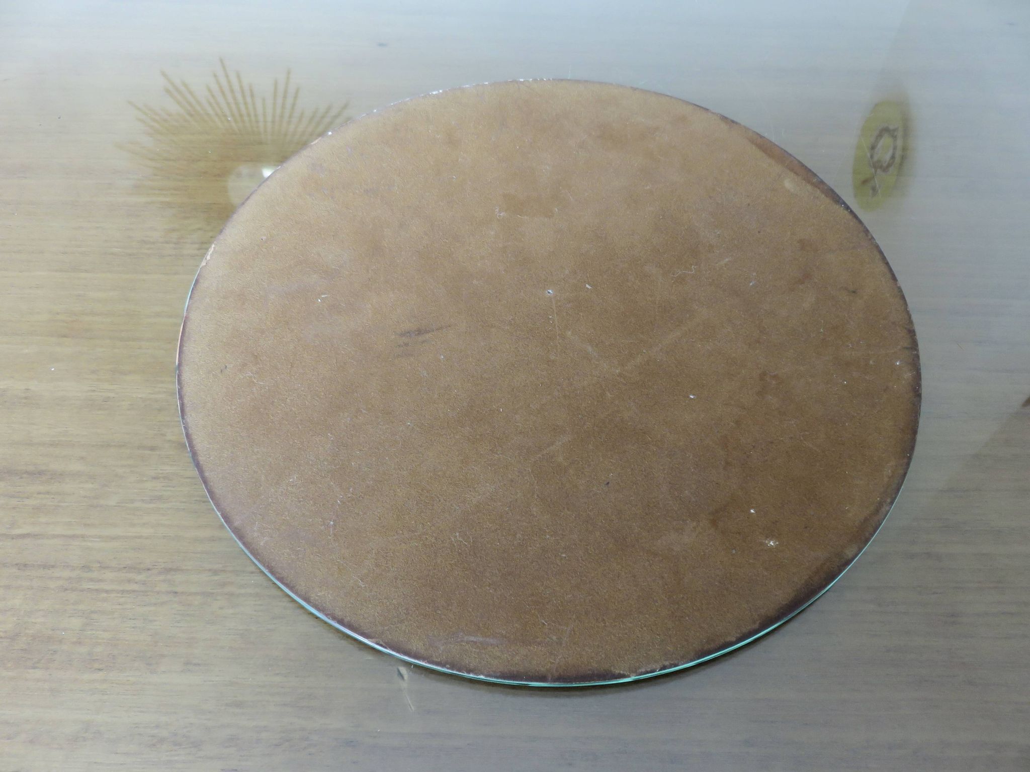 Vintage large round mirror, to be placed, bevelled, Art Deco, 1940s 50s