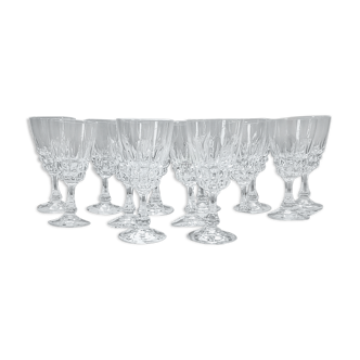 Lot of 6 white wine glasses Crystal of arques model "Pompadour"