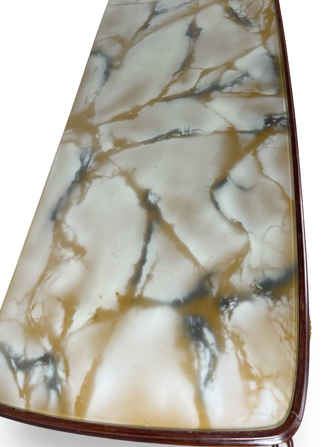 Commode en placage de palissandre avec plateau en onyx vert