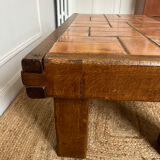 Oak and ceramic coffee table from the mid-20th century.