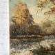 Oil painting on canvas river forest autumnal landscape signed