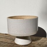 Ethnic standing cup in white glazed ceramic vintage vase