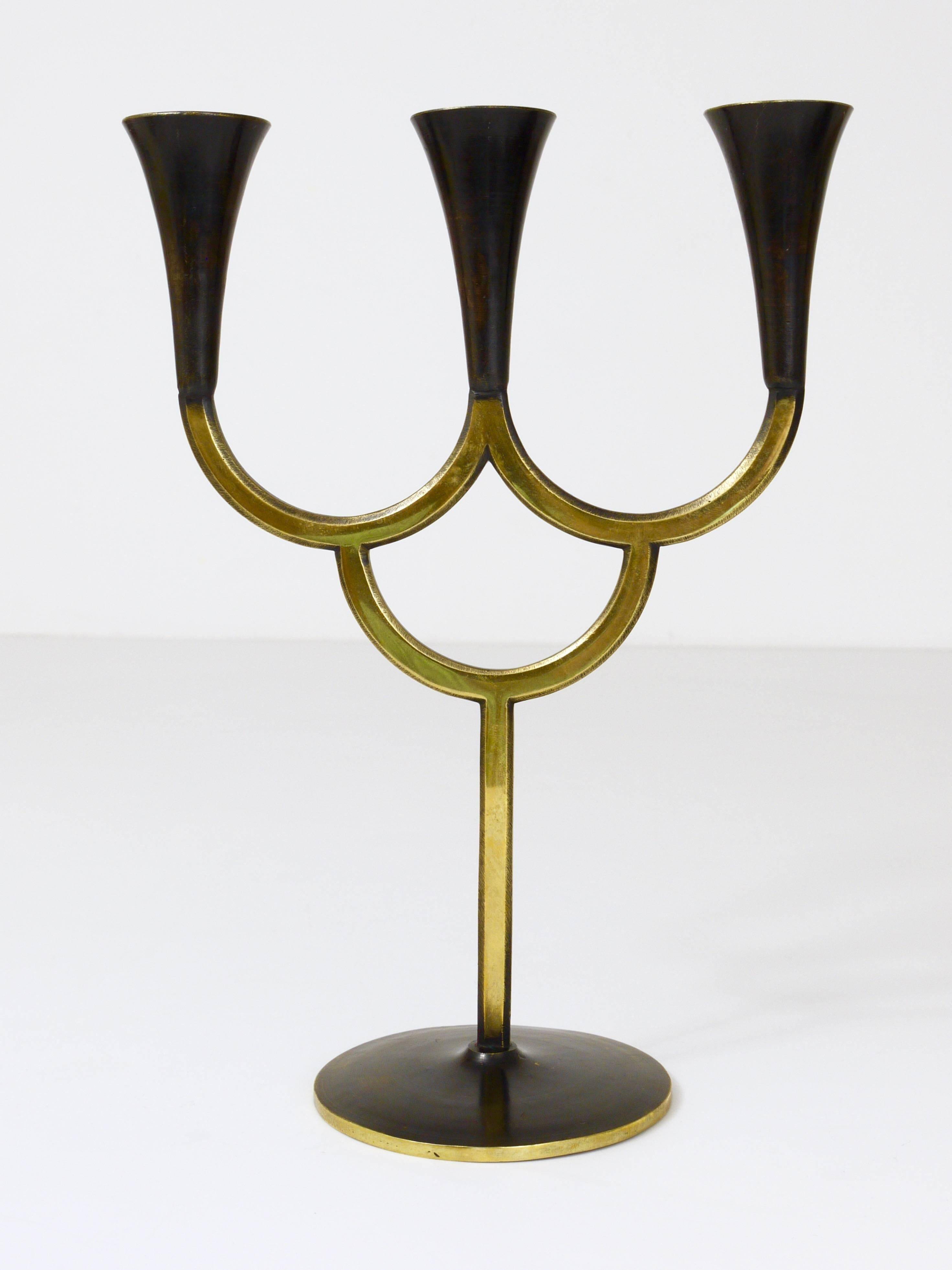 Brass chandelier by Richard Rohac, mid-century candle holder, Vienna, Austria, 1950s.