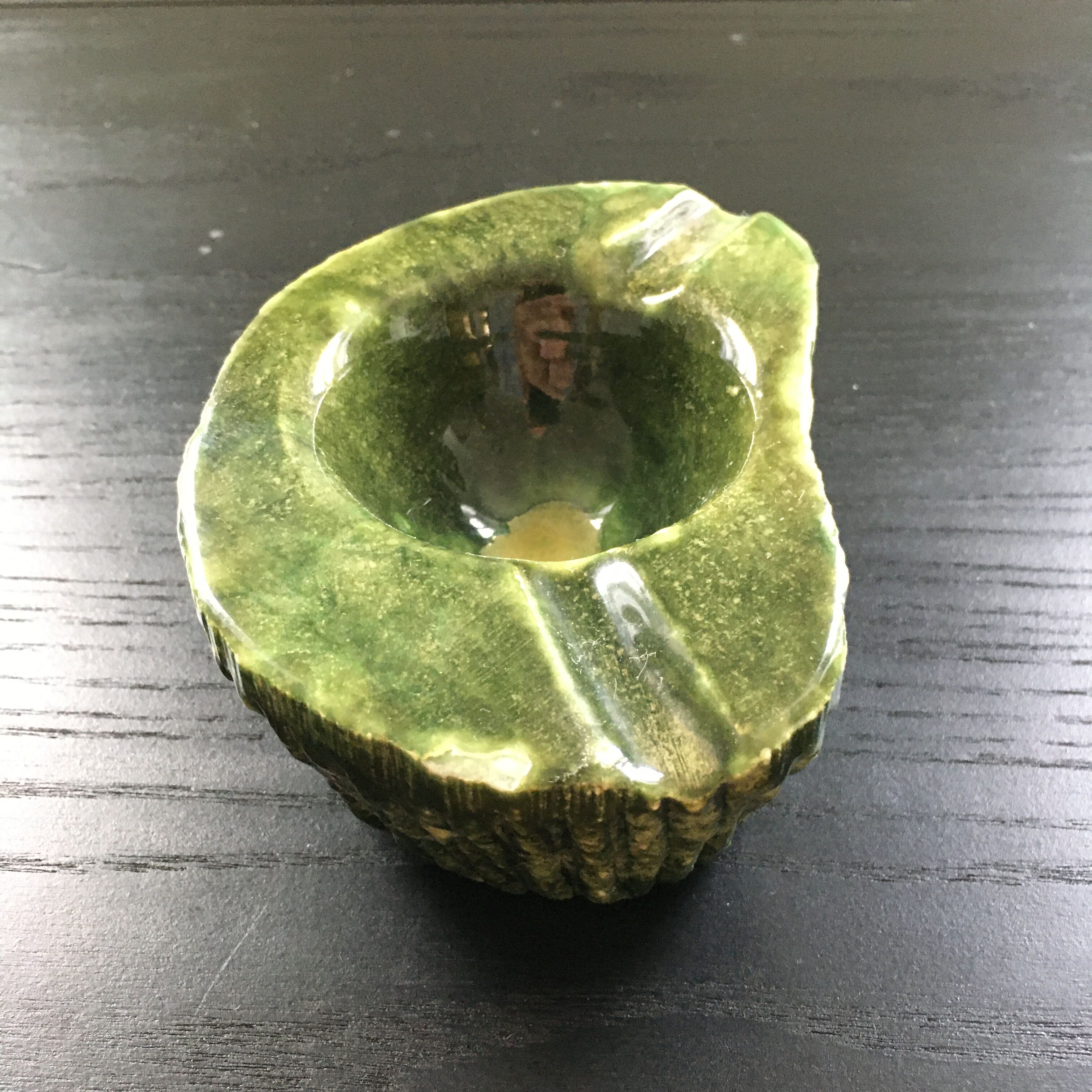 Moss green marble ashtray