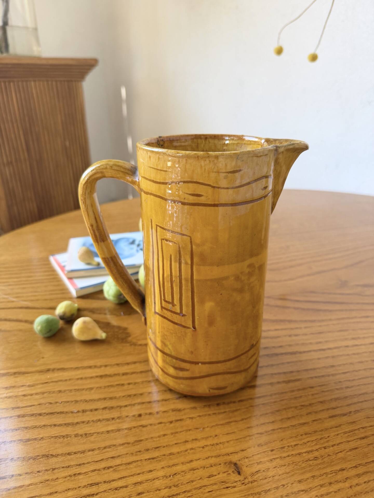 Vintage yellow glazed stoneware jug