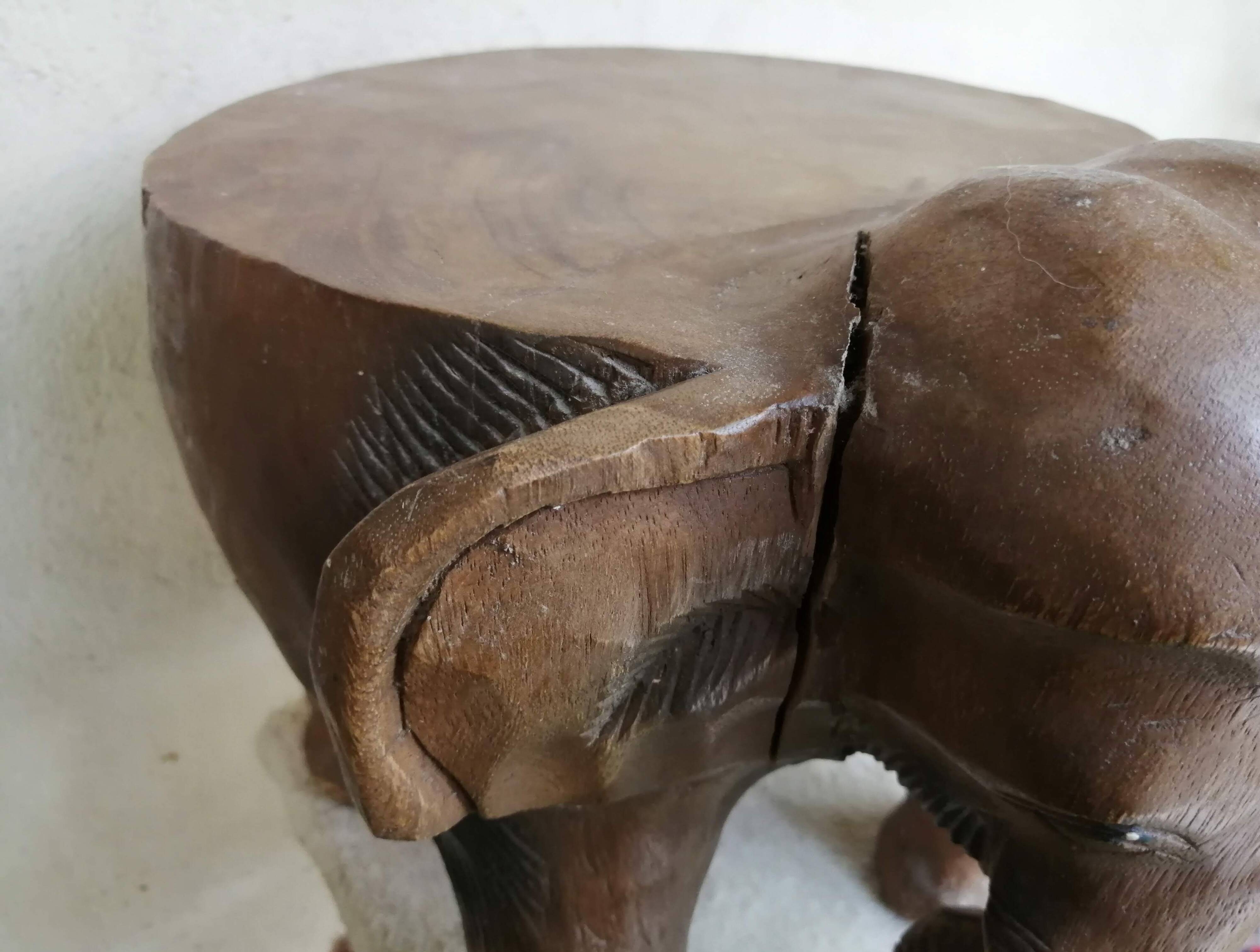 Solid wooden elephant table