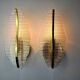 Pair of floral wall lamps Venini dorée, Murano, tubular glasses, Italy, 1970