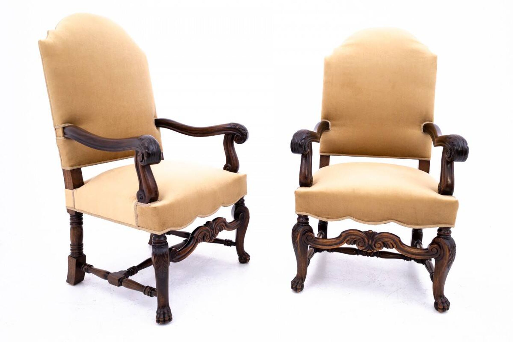 A pair of antique armchairs, Western Europe, around 1900. After renovation