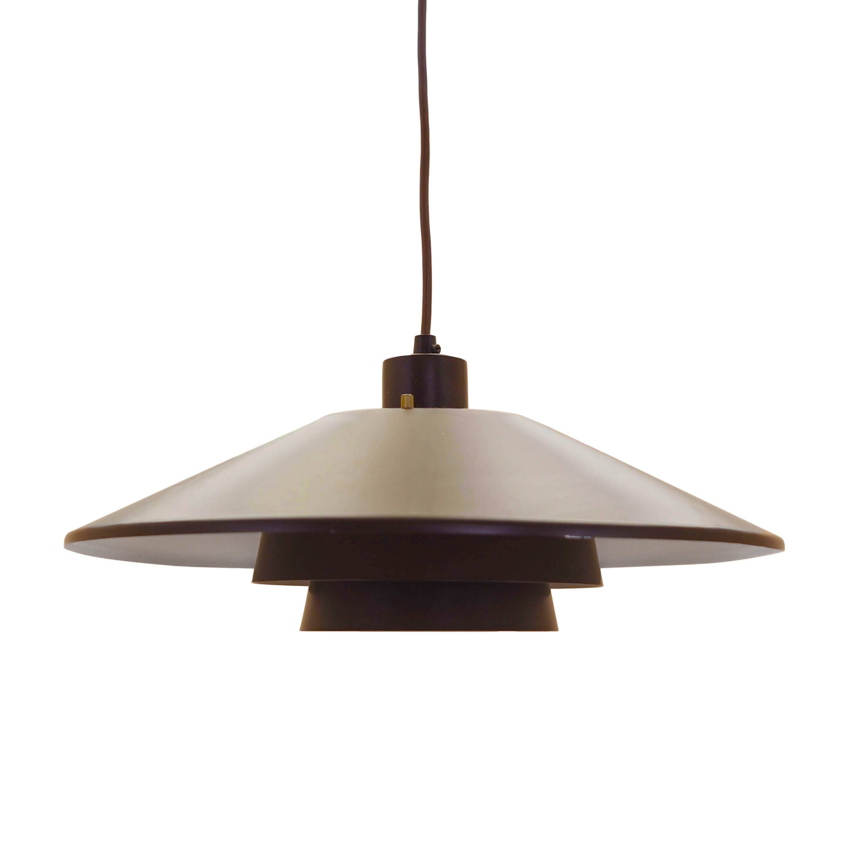 Danish pendant lamp with tiered metal shade, 1960s