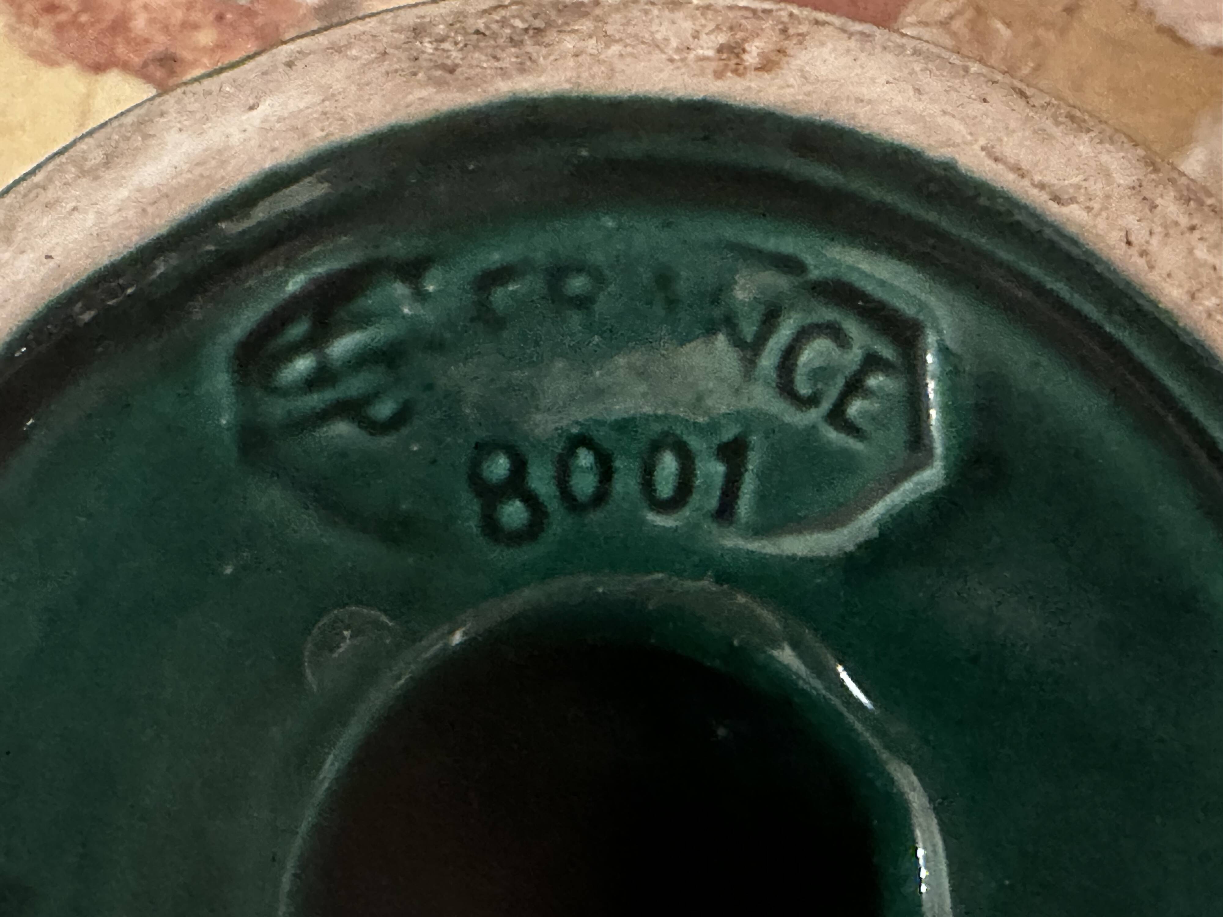 Saint-Clément green ceramic candlestick, 1950s