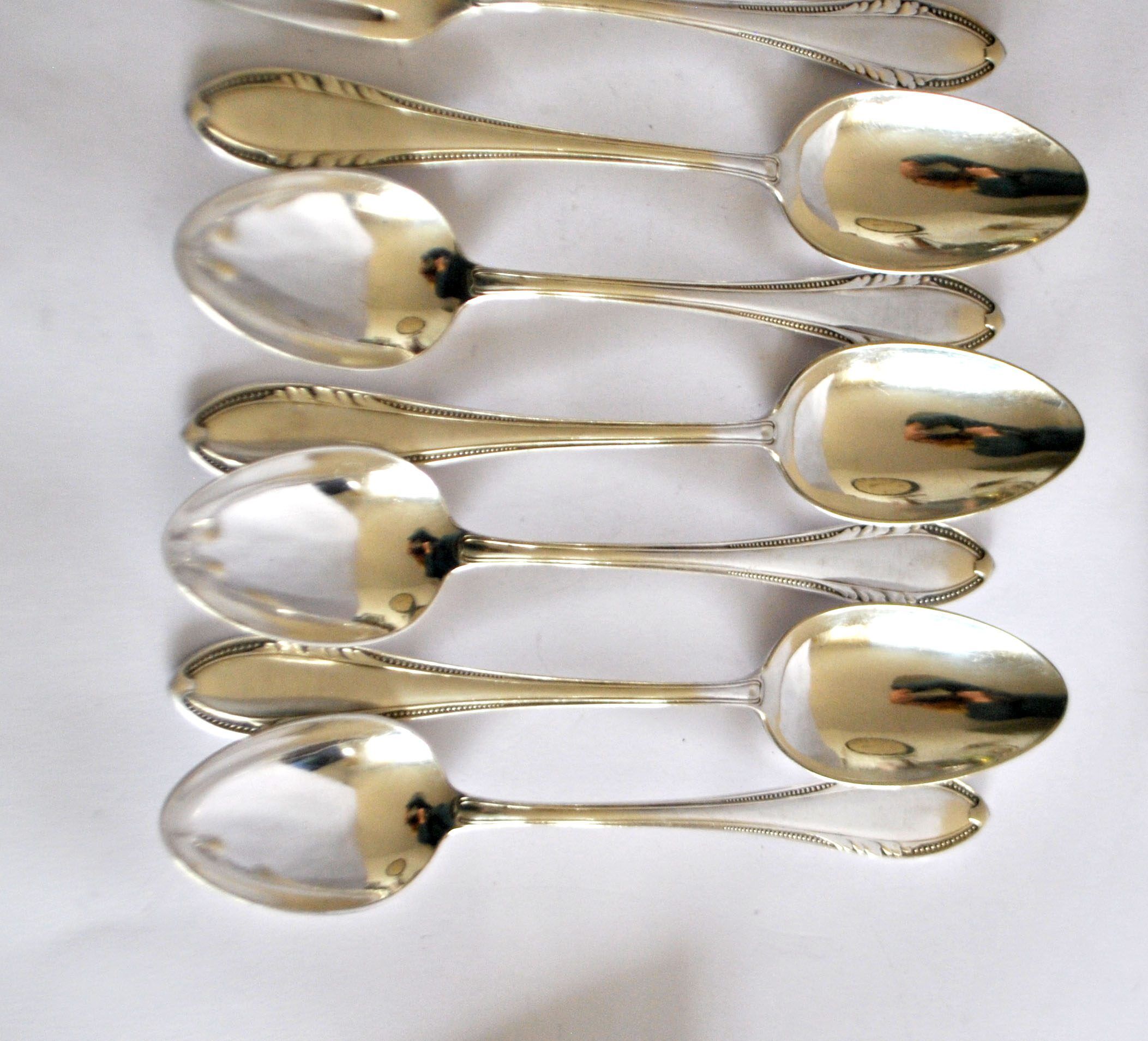 Table cover pearl 6 forks + 6 silver-plated metal spoons German Wellner Silber 21cm