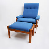 Skippers Mobler lounge chair with ottoman, Denmark 1970s