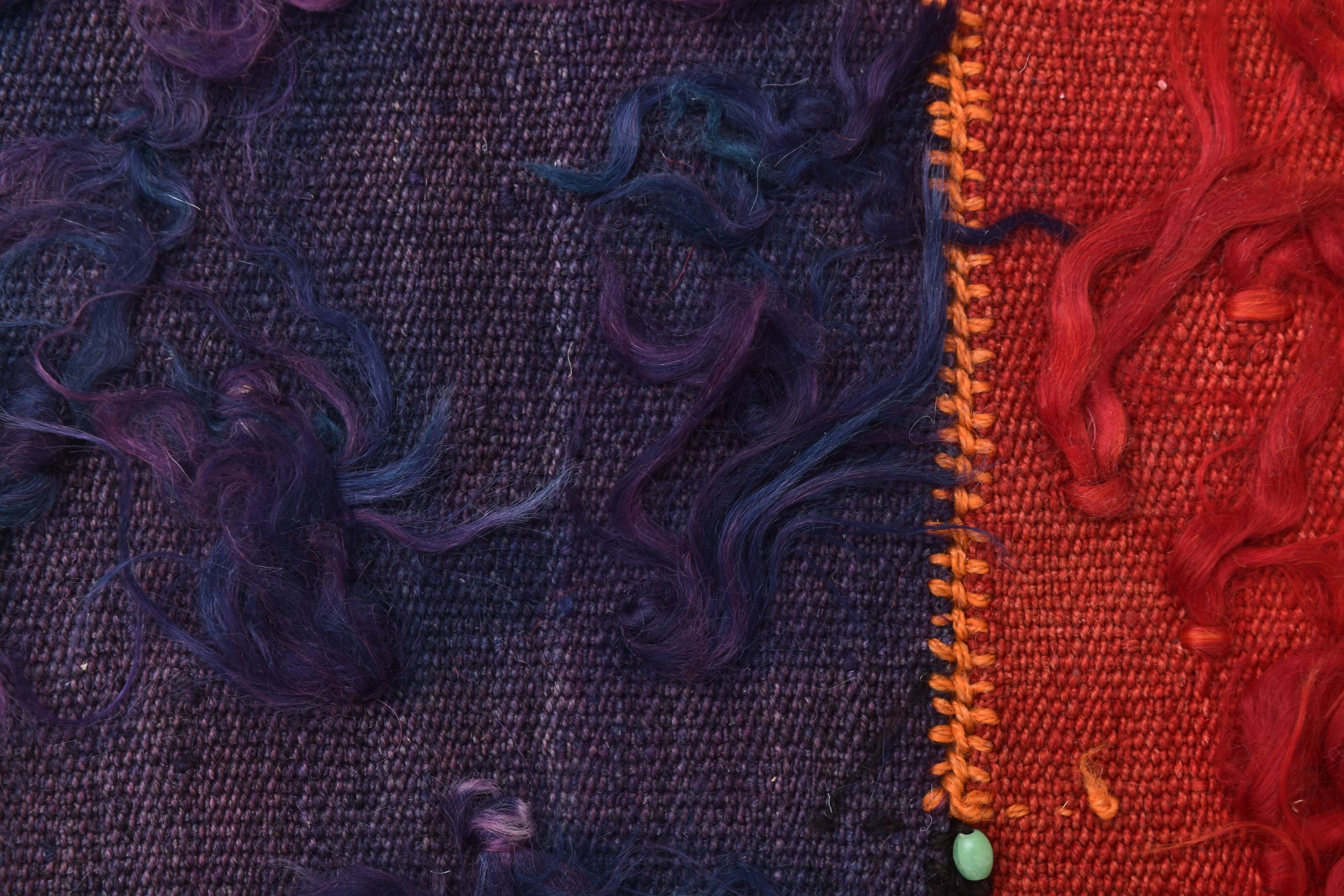 2x6 Red Blue Wool Vintage Runner Rug, 66x190Cm SK 240489