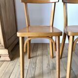 Set of 4 baumann bistro chairs in blond wood / honey stamped 40-50 years
