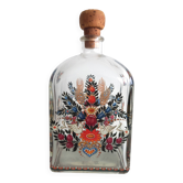 Bottle with folkloric decoration of flowers and birds inspired by Eastern countries
