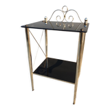 Vintage 70s gold and black opaline serving trolley