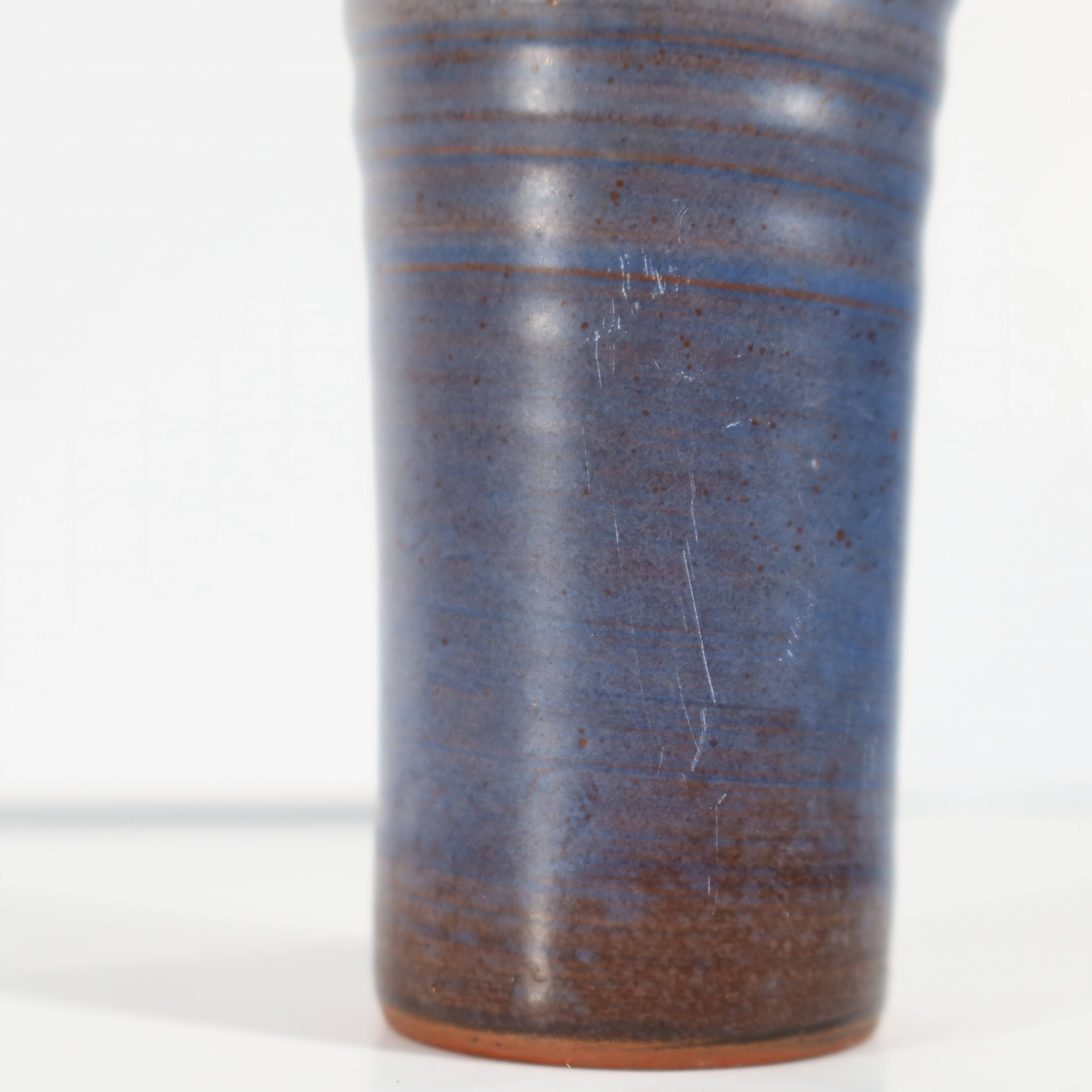 Ludovic handcrafted vase in blue glazed ceramic, 1970