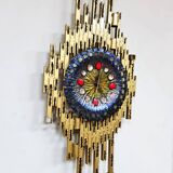 Midcentury Brutalist clock wall sculpture Franco Bastianelli studio Laurane