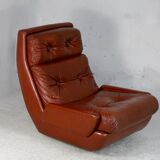 Easy chair "space age". Jean Prévost, France, leather, circa 1970