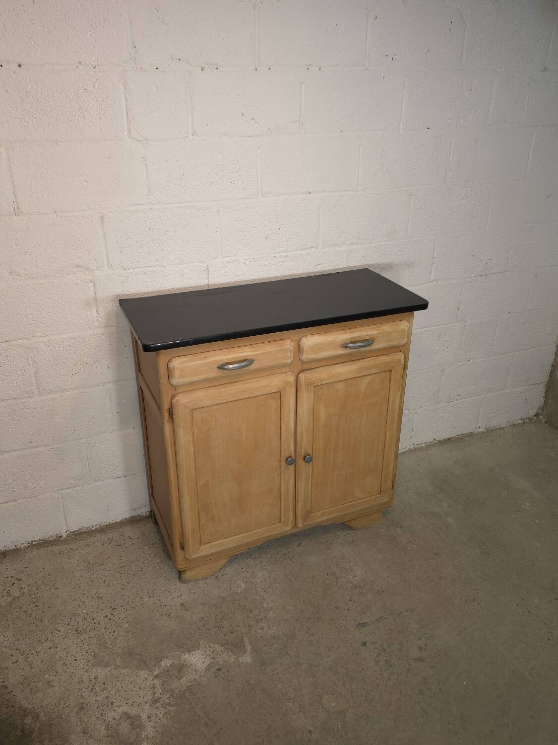 Small kitchen cabinet / small Mado sideboard in raw wood, 1950