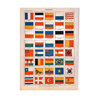 Lithographie planche drapeaux
