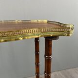 Table Guéridon En Bois Et Laiton , XIXe Siècle