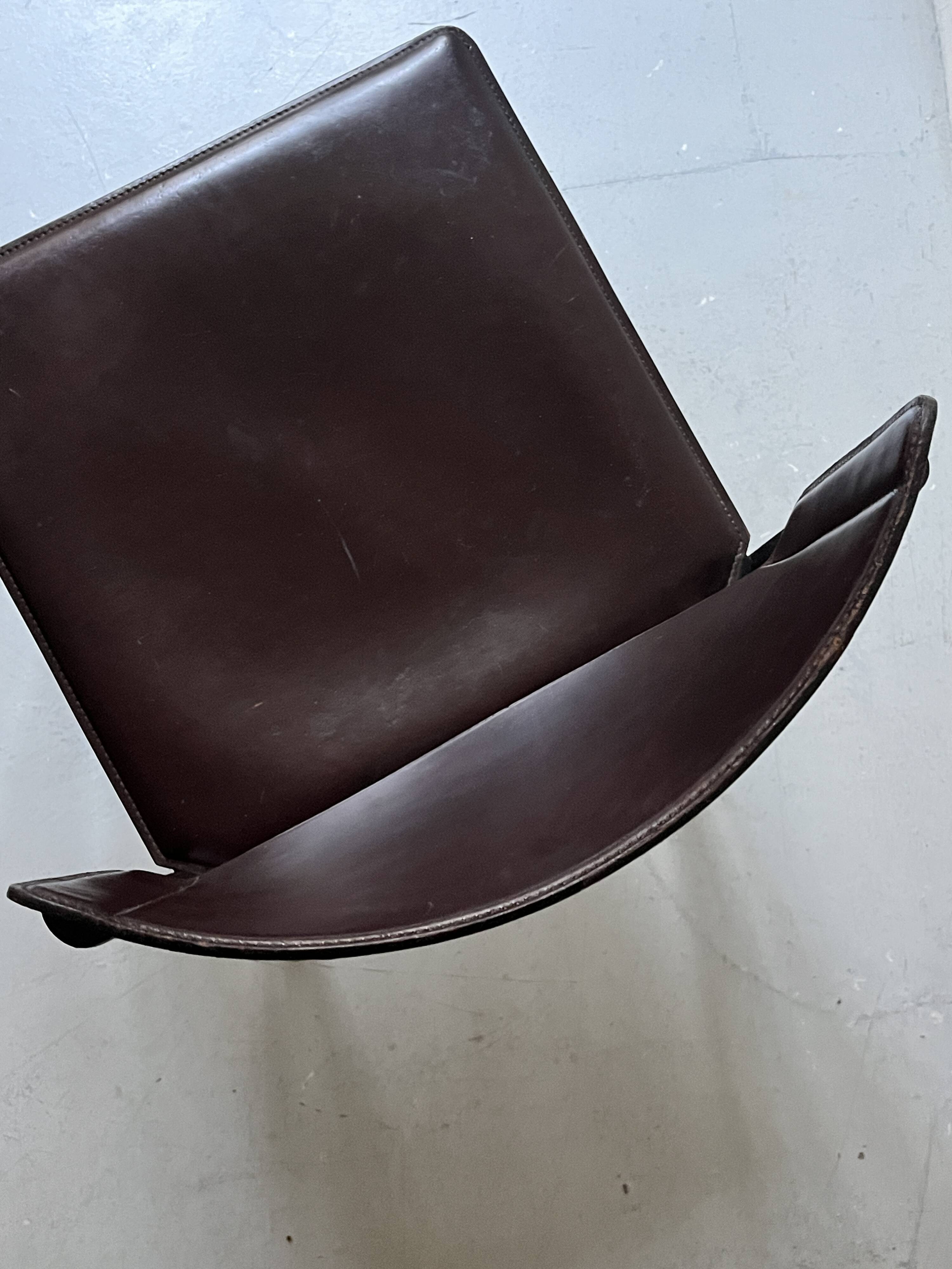 Set of 2 Italian chairs in brown Havana leather, design MATTEO GRASSI