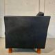 Vintage retro danish mogens hansen 2 person black leather sofa